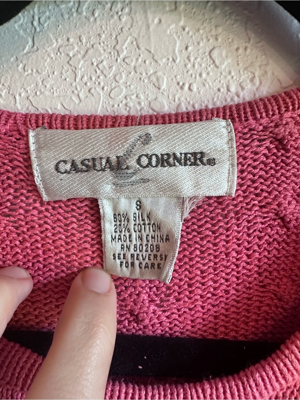 Casual Corner Rose-Pink Crew Neck Knit Sweater